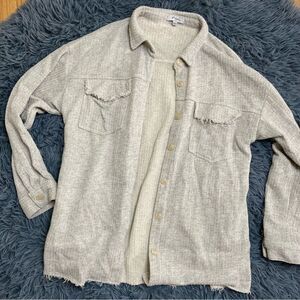 POLAGRAM by Wellmade Inc, Gray Woven Schacket Shirt Size L